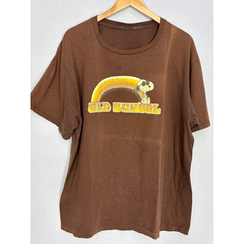 Snoopy Joe Cool Old School T-Shirt Men's XL Brown Short Sleeve Crewneck Vintage